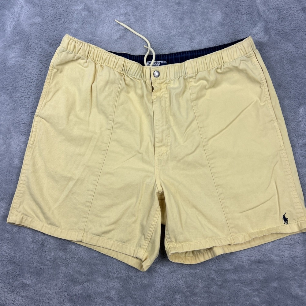 VTG‎ Polo Ralph Lauren Mens Board Shorts XL Yellow Elastic Waist Drawstring